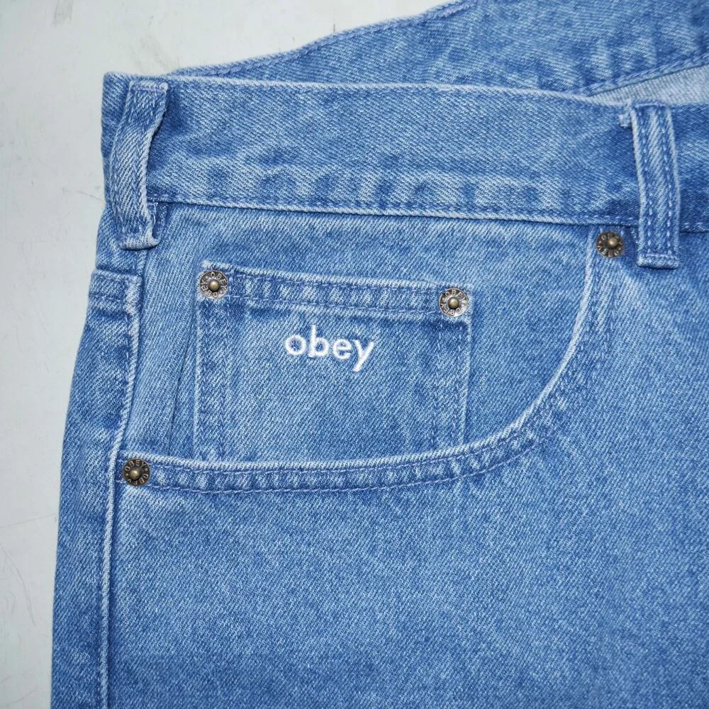 OBEY Bigwig Mens Baggy Jeans Men's Size 36x32 Loose Fit Light Wash Denim NWT